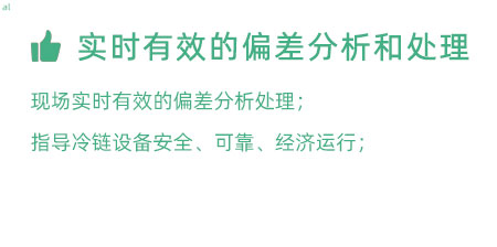 實時有效的偏差分析和處理：實時有效的偏差處理； 指導(dǎo)冷鏈設(shè)備安全、可靠、經(jīng)濟(jì)運行；