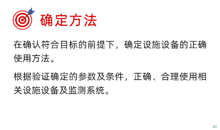 確定驗證方法：在確認(rèn)符合目標(biāo)的前提下，確定設(shè)施設(shè)備的正確使用方法。 根據(jù)驗證確定的參數(shù)及條件，正確、合理使用相關(guān)設(shè)施設(shè)備及監(jiān)測系統(tǒng)。